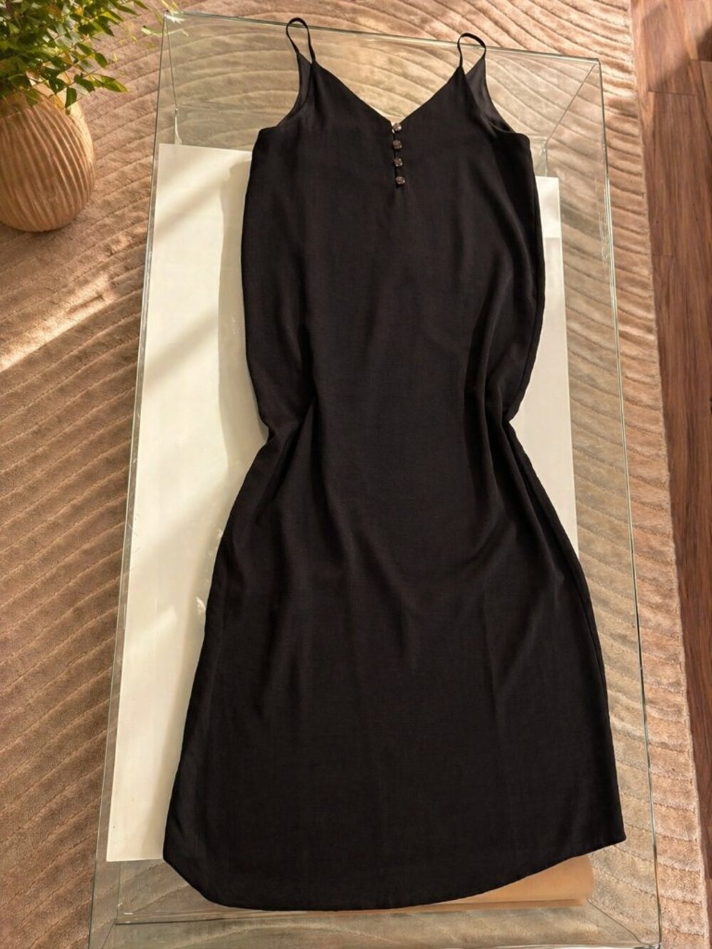 Mango Black Slip Midi Dress – Minimal Chic